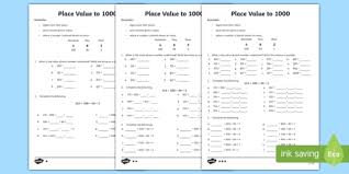 Place Value To 1000 Differentiated Number Worksheet