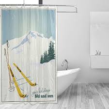 Coosun Dusche Berge Und Ski Ausrustung Schnee Vorhang Polyester Gewebe Wasserabweisend Schimmelabweisend Duschvorhang Fur Badezimm Duschvorhang Dusche Vorhange