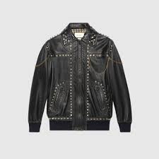 Studded Leather Jacket Gucci Women S Bombers Leather Jackets 502646xg5591000 Studded Leather Jacket Leather Jacket Jackets