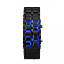 Led Watches Iron Samurai Black Bracelet Unisex Japanese Etsy In 2021 Watches For Men Black Bracelets Led Watch