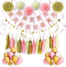Maybe you would like to learn more about one of these? Litaus Birthday Decorations Happy Birthday Decorations For Women Happy Birthday Banner Tassels Paper Garland And Flowers Balloons For Kids Girls Birthday 1st Birthday Girl Decorations Birthday Party Supplies Pink And Gold Decorations