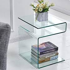 Best Seller Bedside Table Night Stand Bedrooms Glass Side Table Living Room S Shaped End Table 3 Shelves Clear Online Thechicfashionideas In 2020 Glass Nightstand Glass Side Table Living Room Living