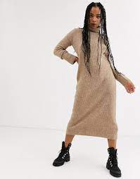 Bershka bskgirl womens mustard yellow jumper dress pockets sz medium. Bershka Roll Neck Jumper Dress In Camel Beige From Asos On 21 Buttons