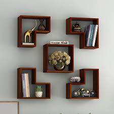 Buy Tiber Wall Shelf Honey Finish Online In India Wooden Street In 2020 Wall Shelves Design Wooden Shelf Design Wooden Wall Design