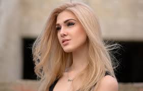 Womans blonde hair on black textile. Wallpaper Girl Pretty Blonde Olia Gedz Images For Desktop Section Devushki Download