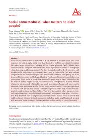 Pdf Social Connectedness What Matters To Older People