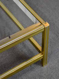 Pierre vandel paris coffee table with gold corners. Vintage Glass Coffee Table Style Of Pierre Vandel