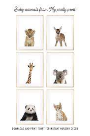Check Out All Of My Pretty Print Baby Animals Download And Print Today For Instant Nursery Deco Nursery Animal Prints Baby Animal Nursery Animal Nursery Theme