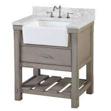 Do you prefer a clean, simple look with lots of whites and light woods? Charlotte 30 Farmhouse Bathroom Vanity Apron Sink Carrara Marble Kitchenbathcollection
