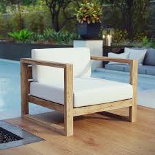 Upland Outdoor Patio Teak Armchair In Natural White Lifestyle Outdoor Patio Decor Teak Patio Furniture Teak Outdoor Furniture