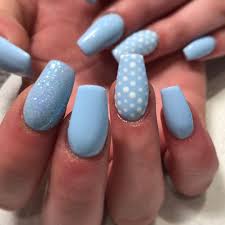 Give it some visual interest with a single nail full of silver polka dots. Updated 55 Blissful Baby Blue Acrylic Nails August 2020