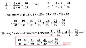 The trivial solution could be just to try all combinations of numerator/denominator (ranging from 1 to the highest numerator or. Question 3 Find Five Rational Numbers Between 3 5 And 4 5