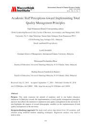 Pavilion damansara heights is a freehold mixed development located at jalan damanlela, damansara heights, kuala lumpur. Pdf Academic Staff Perceptions Toward Implementing Total Quality Management Principles