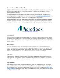 5 books to read to improve basic english (for beginners). 10 Ways To Learn English Vocabulary Online Adrobook By Adrobook Issuu