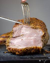 An easy recipe for a juicy oven baked boneless pork roast with a delightfully crispy skin. Easy Herb Crusted Bone In Pork Rib Roast With Au Jus Yummy For Adam