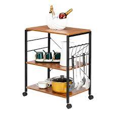 What makes a good storage cart for a kitchen? Kitchen Microwave Cart 3 Tier Kitchen Utility Cart Vintage Rolling Bakers Rack Bathroom Shelves Aliexpress