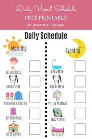Kids with autism may have more difficulty coping with unstructured time than other kids. Visual Daily Schedule Free Printable Mama Of The Drama Daily Routine Chart For Kids Daily Routine Chart Charts For Kids