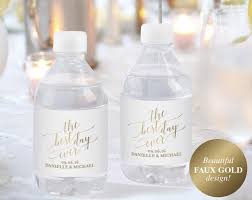 Whether you're hosting a wedding, baby shower, engagement party, or birthday, custom water bottle labels can add that special hint of detail. Faux Gold Wedding Water Bottle Label Water Bottle Labels Wedding Wat Bliss Paper Boutique