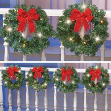 Lighted Christmas Evergreen Wreaths Set Of 4 Collections Etc