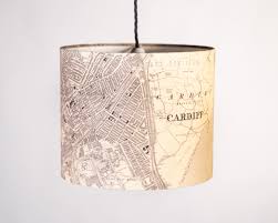Custom Old Map Drum Lampshade