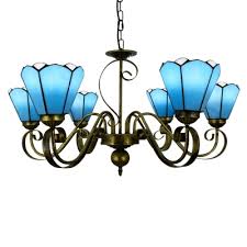 Who sells custom chandelier shades? Floral Shade 6 Light Inverted Tiffany Stained Glass Chandelier In White Blue Takeluckhome Com