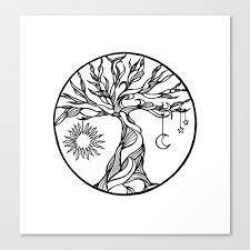 Polish your personal project or design with these moon and sun png transparent png images, make it even more personalized and more attractive. Black And White Tree Of Life With Hanging Sun Moon And Stars I Canvas Print By Vikkart Society6