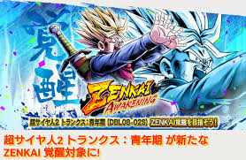 More agility, better senses, sharper reaction time, etc. Super Saiyan 2 Trunks Zenkai Awakening 1000 Times With Chrono Crystals 10 Zenkai Awakening Z Power Dedicated Gasha