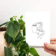 Heart Leaf Philodendron Mini Art Print Fine Line Floral Art Heart Leaf Philodendron Floral Art Art Prints