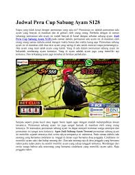 Turnamen sabung ayam online filipina dihentikan sementara karena virus corona. Jadwal Peru Cup Sabung Ayam S128 By Veve Chen Issuu