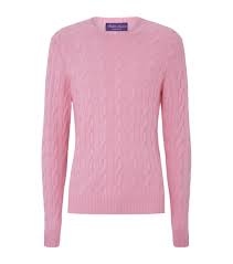 Women's cashmere sweaters explore refined and casual options in our exquisite cashmere sweaters for women. Ralph Lauren Pink Cashmere Cable Knit Sweater Harrods Uk