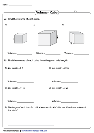 Volume Of A Cube Worksheets Cube Home Schooling Volume