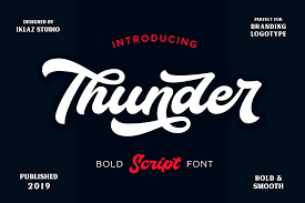 Every font is free to download! Thunder Script Font By Iklazstudio Creative Fabrica Bold Script Font Free Script Fonts Free Fonts Download