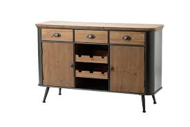 Ce buffet au style industriel allie à merveille bois et métal ! Buffet Industriel Tiroirs Porte Bouteilles Et Placards Hellin