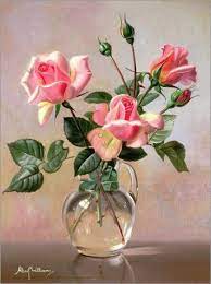 New Flowers Vase Painting Pink Roses Ideas Rose In A Glass Flower Vase Painting Trendy Flowers