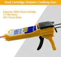 Zyklonix Pistola de calafetagem dupla, pistola epóxi dupla para 400 ml/399  ml (proporção de mistura 1: 1), aplicador adesivo manual de componente ...