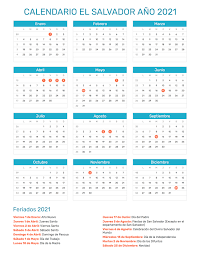 Calendario de agosto del 2021 de el salvador con los días festivos. Calendario De El Salvador Ano 2021 Feriados