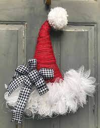 Santa Hat Wreath Santa Hat Door Hanger Santa Wreath Christmas Decor Christmas Wreaths Santa Wreath Und Christmas