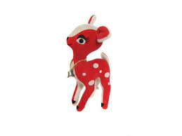 Green antlers & hooves with a red nose and festive bow by goffa industries. Vintage Reindeer 60s Mid Century Mod Stuffed Red And White Etsy Vintage Reindeer White Reindeer Figurine White Reindeer
