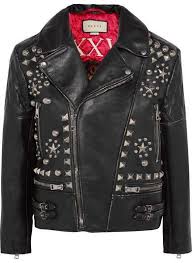 Gucci Studded Leather Biker Jacket Black Leather Jackets Women Designer Leather Jackets Studded Leather Jacket