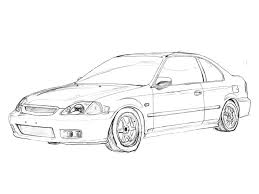 Civic Ek Coupe Sketch Wip By Twinflow On Deviantart Civic Civic Ex Coupe