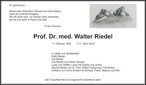 Traueranzeigen von Walter Riedel