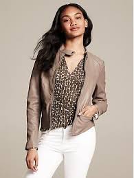 Heritage Taupe Leather Moto Jacket Banana Republic Clothes For Women Clothes Jackets