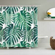 Jungle Palm Fabric Shower Curtain Tropical Shower Curtains Shower Curtain Art Fabric Shower Curtains