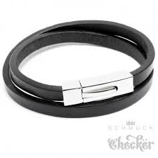 Wir gravieren ihren spruch, datum und namen nach wunsch (bis zu 250 zeichen) dieses wickelarmband leder mit gravur ist aus leder gefertigt und sieht unglaublich modern. Echt Leder Wickelarmband Herren Lederarmband Schwarz Edelstahl Schlicht Biker Schmuck Checker