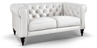 2x kissen 50x40 in leder weiß metallkufe, al 5. 2 Sitzer Chesterfield Sofa Aus Echtem Leder Hudson Weiss Moebella24