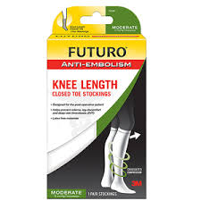 Futuro Anti Embolism Stockings Knee Length Closed Toe White
