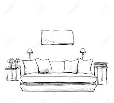 Not all houses have drawing rooms. Hand Drawn Sketch Of Modern Living Room Interior Royalty Free Cliparts Vectors And Stock Illustration Image 66479214