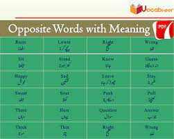 Opposite Words List With Meaning In Urdu Pdf Vocabulary Learn Most Used English Words For Daily Us Opposite Words Opposite Words For Kids Synonyms And Antonyms
