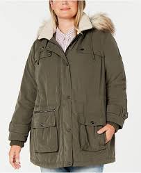 Plus Size Water Resistant Hooded Anorak Coat With Faux Fur Trim Created For Macys