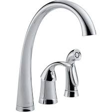 Sensible styling that complements any home; Chrome Pilar Kitchen Faucet With Side Spray Includes Lifetime Warranty High Arc Kitchen Faucet Kitchen Faucet Delta Faucets